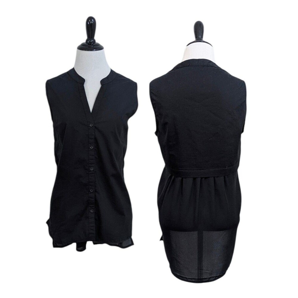 Harve Benard Sleeveless Black High Low Blouse - Size Large Womens